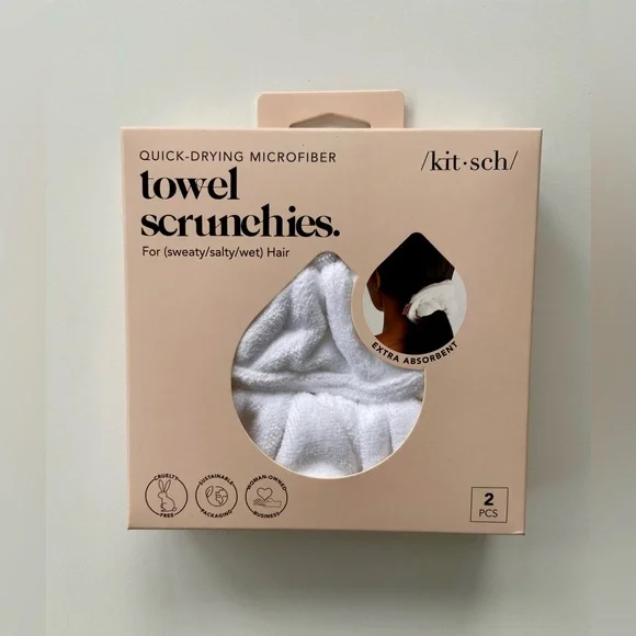 Kitsch Quick-Drying Microfiber Towel Scrunchies, Two Microfiber Hair Scrunchies - Picture 2 of 6